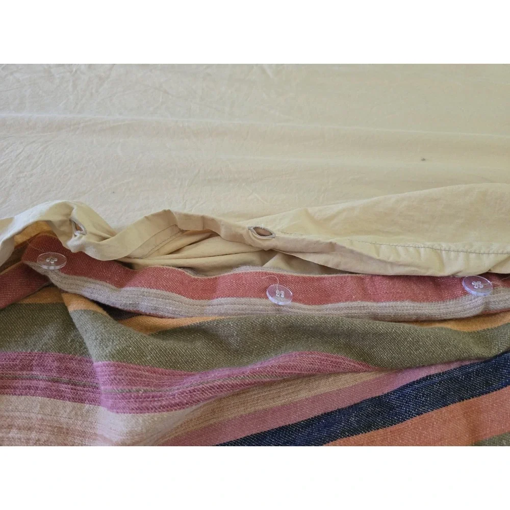 Pottery Barn King Duvet Cover Foundations Logan Stripe Orange Multicolor Stripe
